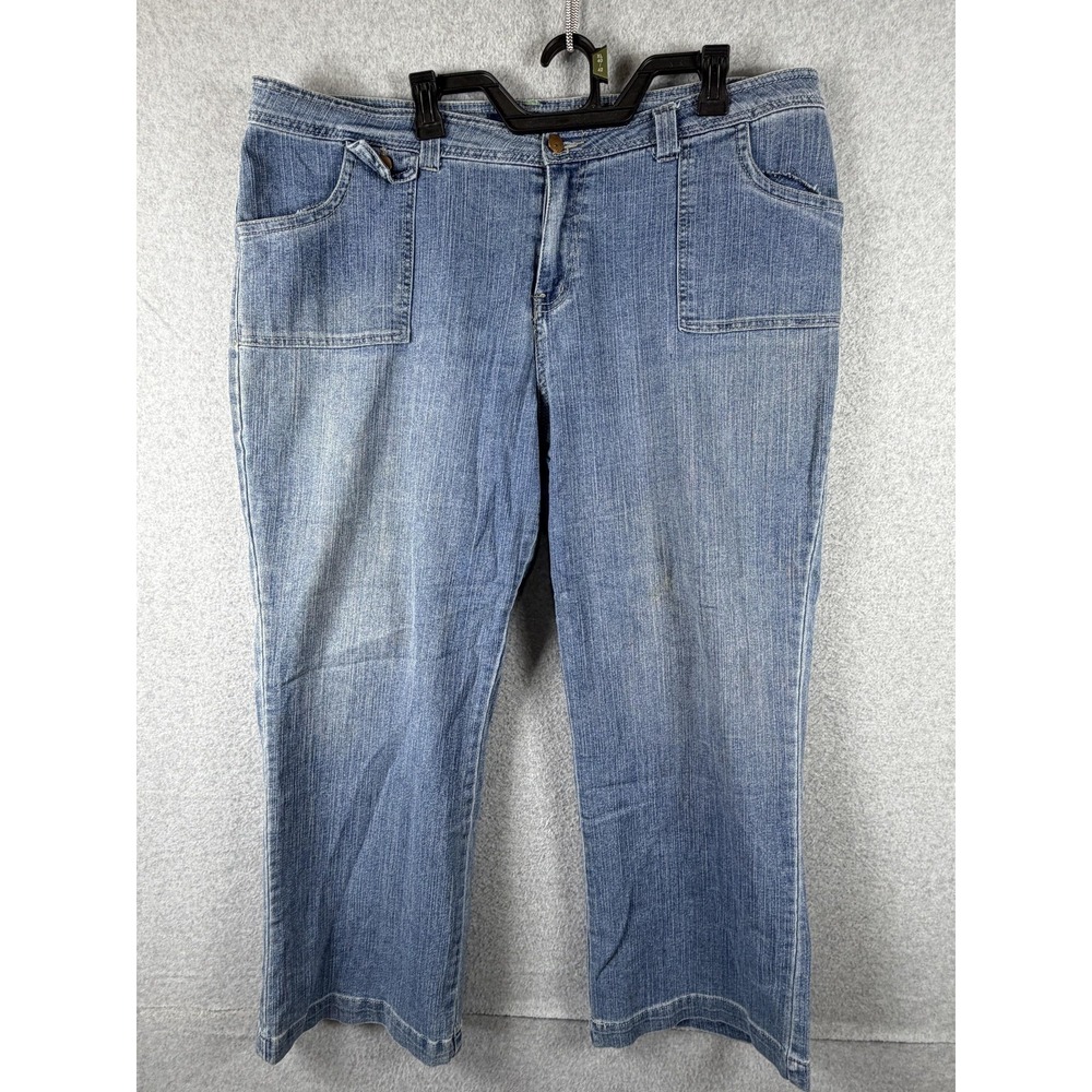 Bill Blass Jeans Womens 18W Light Wash Blue Relaxed Straight Stretch Denim Pants